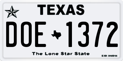 TX license plate DOE1372