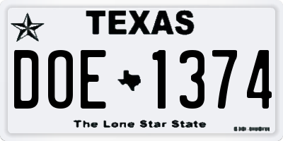 TX license plate DOE1374