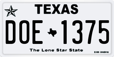 TX license plate DOE1375