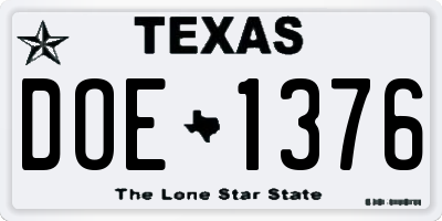 TX license plate DOE1376