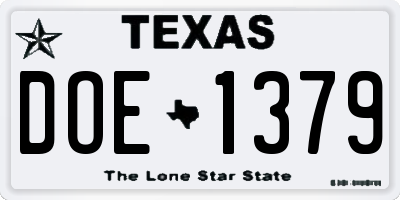 TX license plate DOE1379