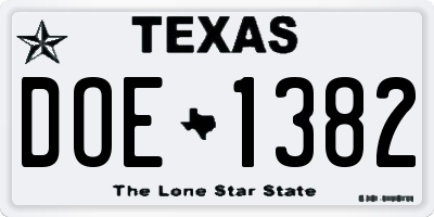 TX license plate DOE1382
