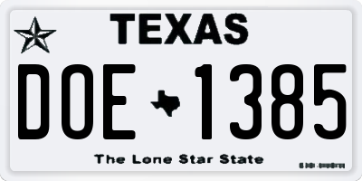 TX license plate DOE1385