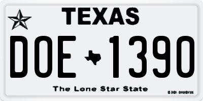 TX license plate DOE1390
