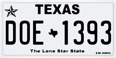 TX license plate DOE1393