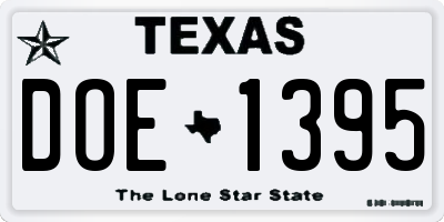 TX license plate DOE1395