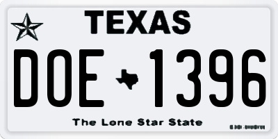 TX license plate DOE1396