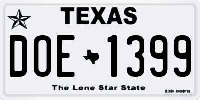 TX license plate DOE1399