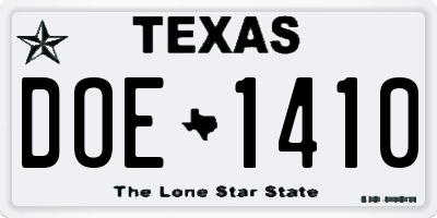 TX license plate DOE1410