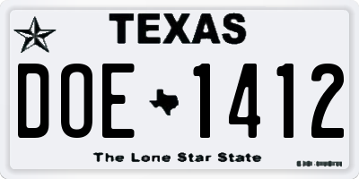 TX license plate DOE1412