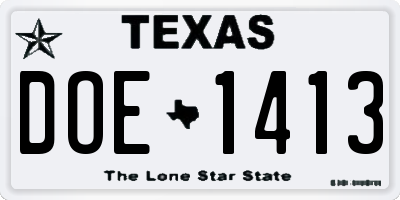 TX license plate DOE1413