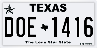 TX license plate DOE1416