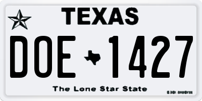 TX license plate DOE1427