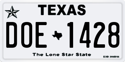TX license plate DOE1428