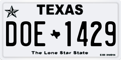 TX license plate DOE1429