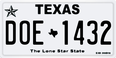 TX license plate DOE1432