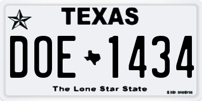 TX license plate DOE1434