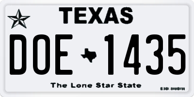 TX license plate DOE1435