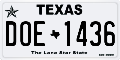 TX license plate DOE1436