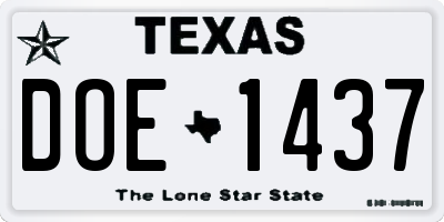 TX license plate DOE1437