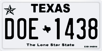 TX license plate DOE1438