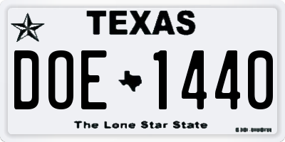 TX license plate DOE1440