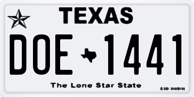 TX license plate DOE1441