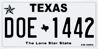 TX license plate DOE1442