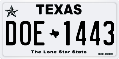 TX license plate DOE1443
