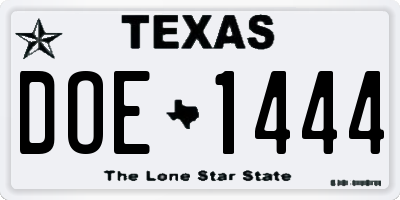 TX license plate DOE1444