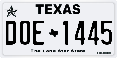 TX license plate DOE1445