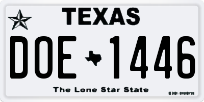 TX license plate DOE1446