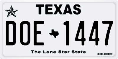 TX license plate DOE1447