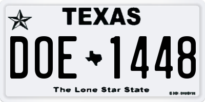 TX license plate DOE1448