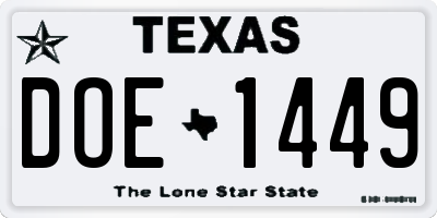TX license plate DOE1449