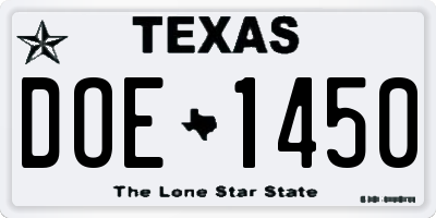 TX license plate DOE1450