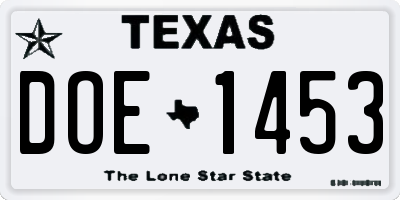 TX license plate DOE1453