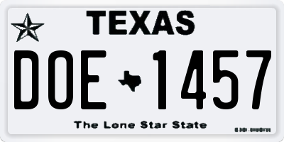 TX license plate DOE1457