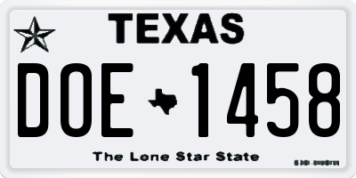 TX license plate DOE1458