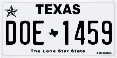 TX license plate DOE1459
