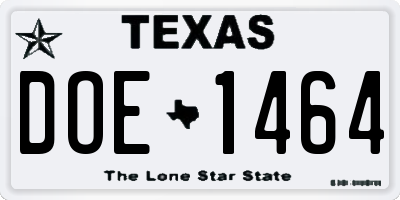 TX license plate DOE1464