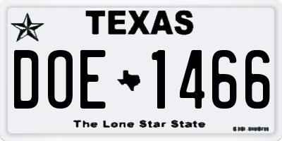 TX license plate DOE1466