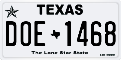 TX license plate DOE1468