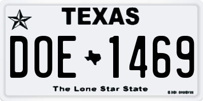 TX license plate DOE1469
