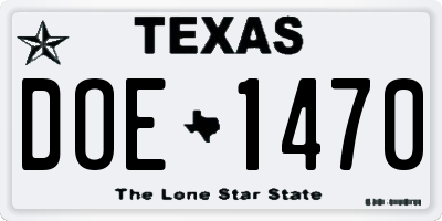 TX license plate DOE1470