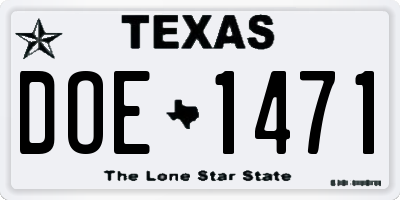 TX license plate DOE1471