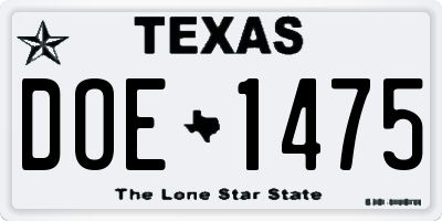 TX license plate DOE1475