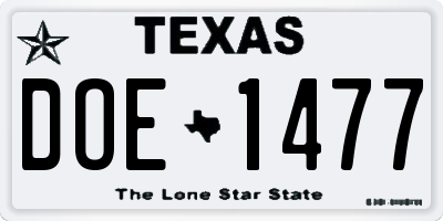 TX license plate DOE1477