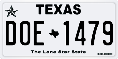 TX license plate DOE1479