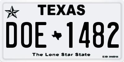 TX license plate DOE1482